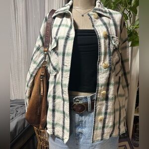 Zara Green and Cream Utility Jacket